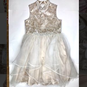 Kid’s champagne and white formal dress